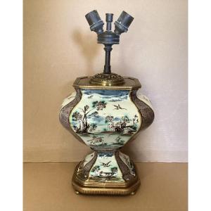 Delft Vase Converted Into A Lamp