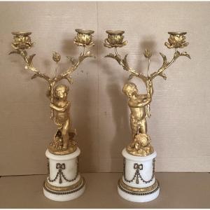 Paire de candélabres Louis XVI