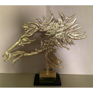 Tête de cheval en bronze doré