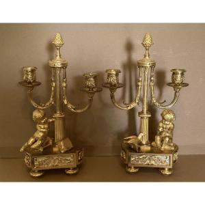 Paire de candélabres Louis XVI