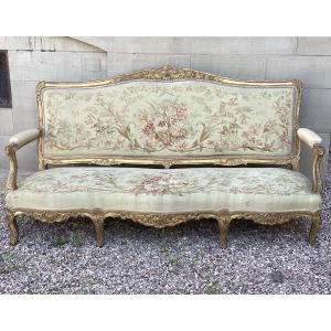 Canapé en bois doré Louis XV