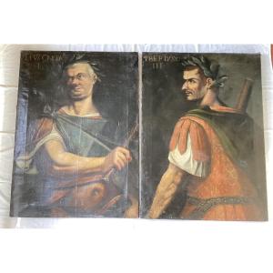 Paire de portraits d’empereur début 17ème