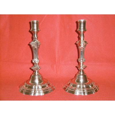Pair Of Candlesticks In Silver Bronze