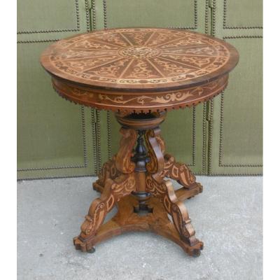 Inlaid Pedestal Table