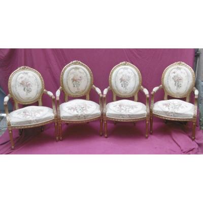 Suite Of Four Medallion Back Armchairs