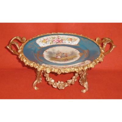 Sevres Cup Mounted Gilt Bronze