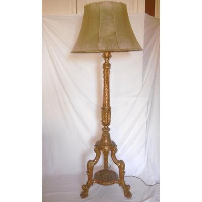 Golden Wood Floor Lamp