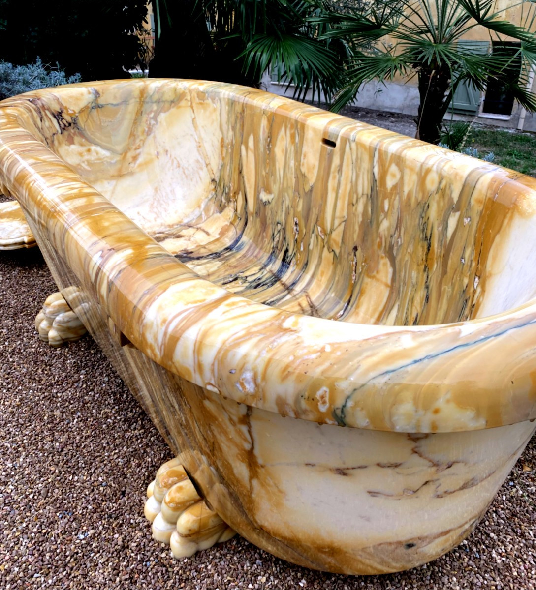 Baignoire en marbre jaune de Sienne-photo-2