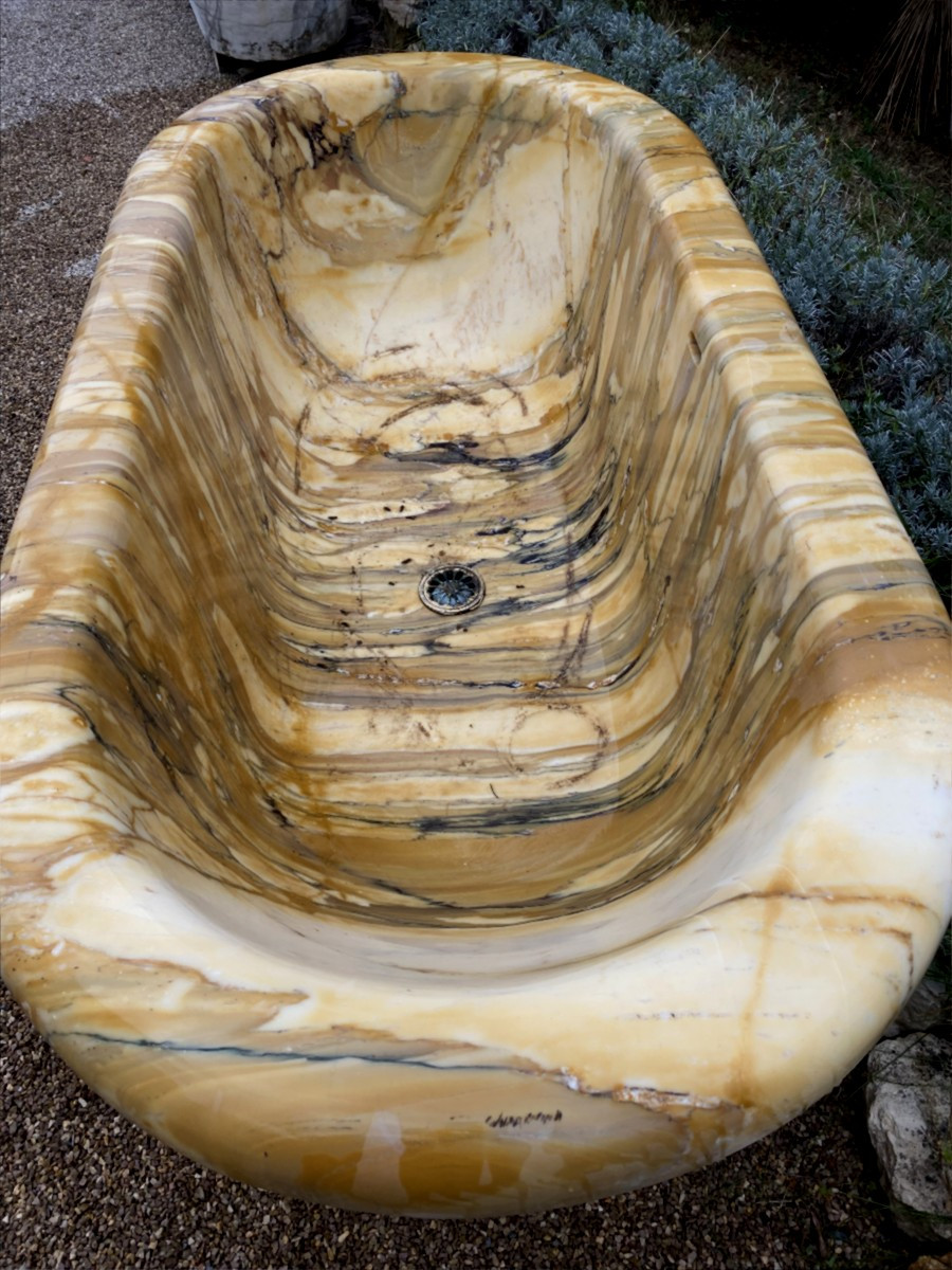 Baignoire en marbre jaune de Sienne-photo-2