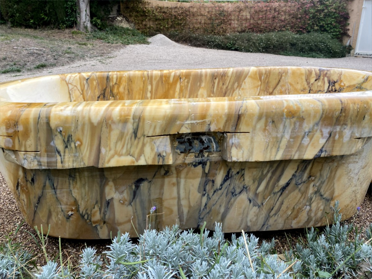 Baignoire en marbre jaune de Sienne-photo-3