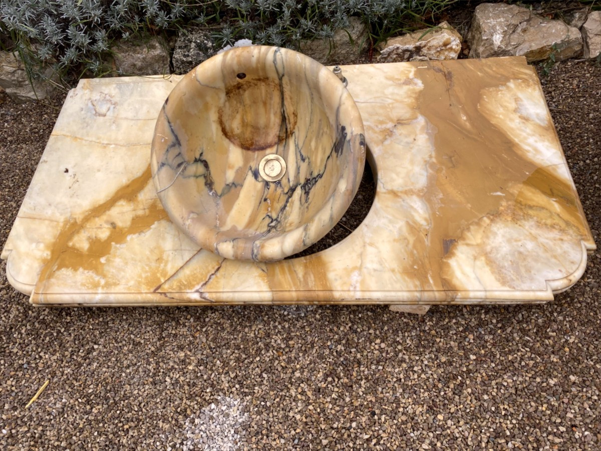 Vasque marbre jaune de Sienne-photo-3