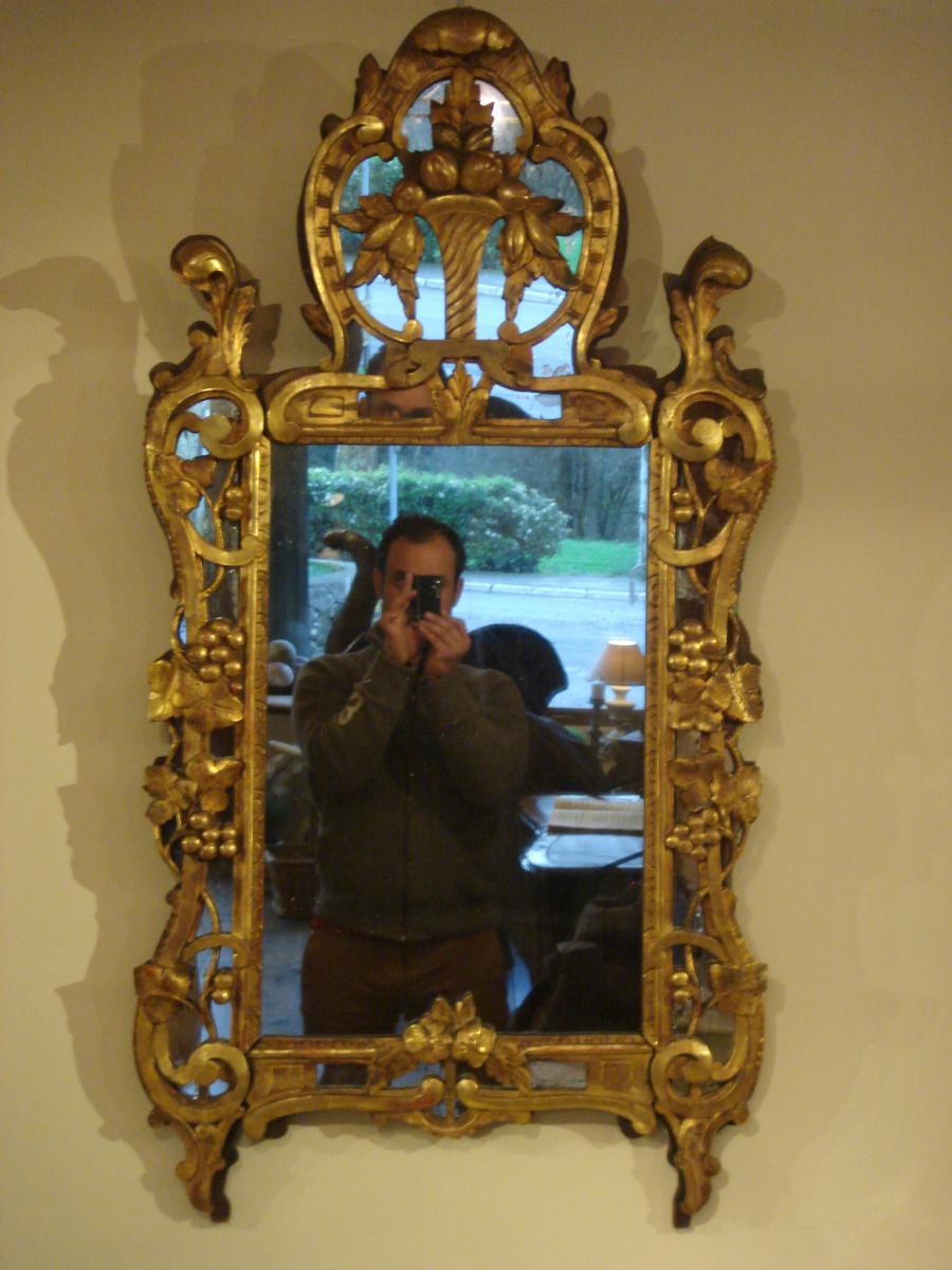 Miroir Provençal En Bois Doré Dit Miroir De  "beaucaire"-photo-2