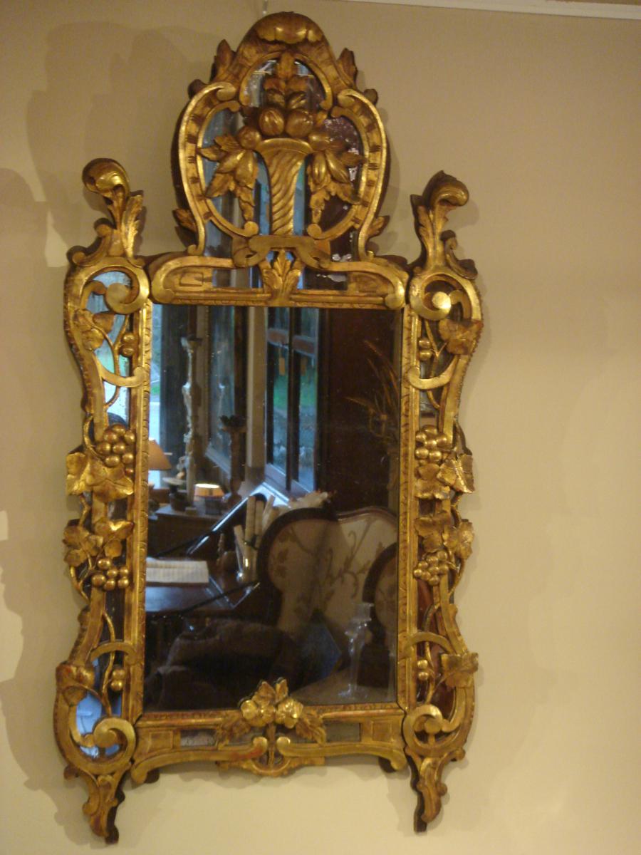 Miroir Provençal En Bois Doré Dit Miroir De  "beaucaire"-photo-3