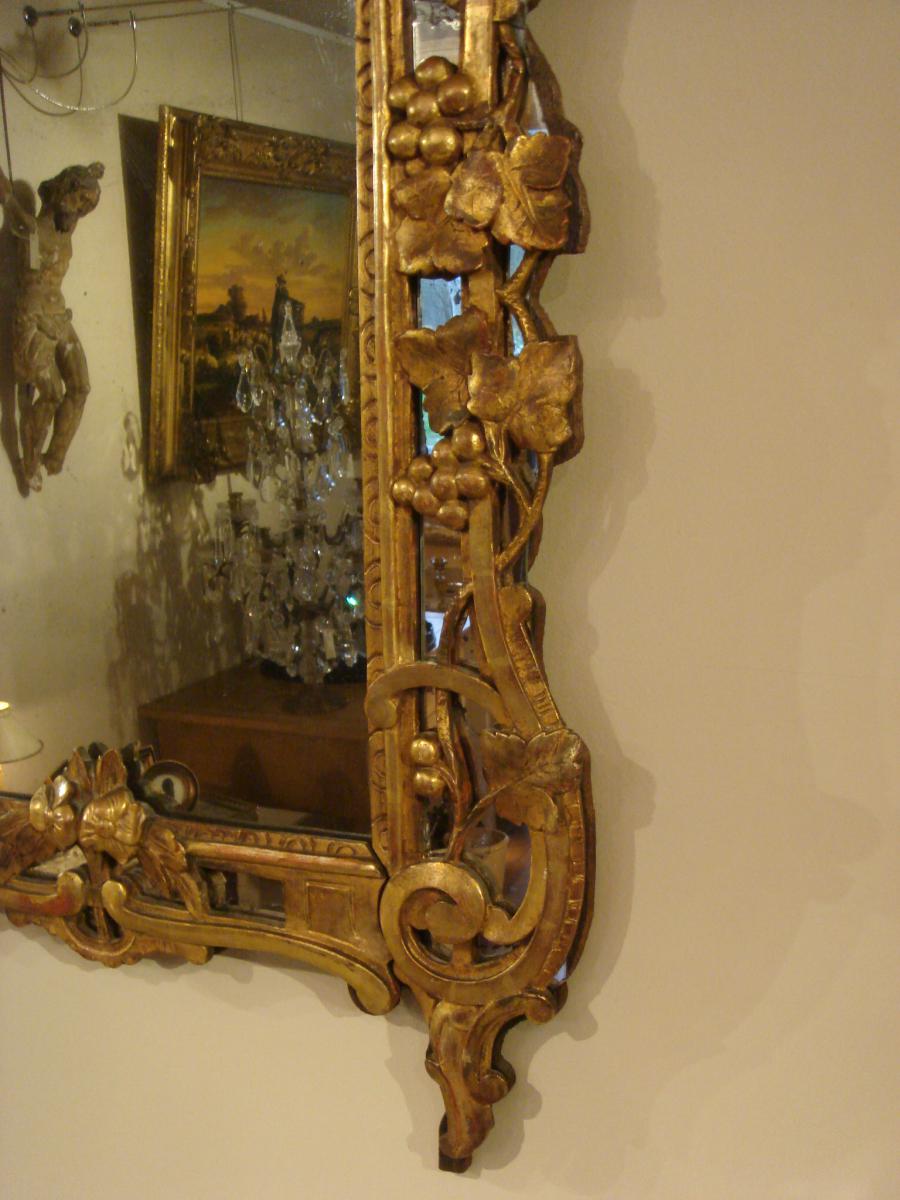 Miroir Provençal En Bois Doré Dit Miroir De  "beaucaire"-photo-4