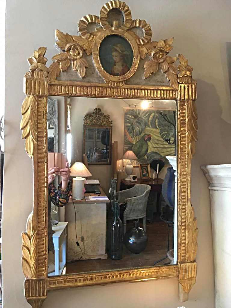 Miroir Louis XVI Bois Doré 19 ème Siècle-photo-1