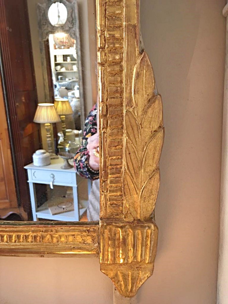 Miroir Louis XVI Bois Doré 19 ème Siècle-photo-3