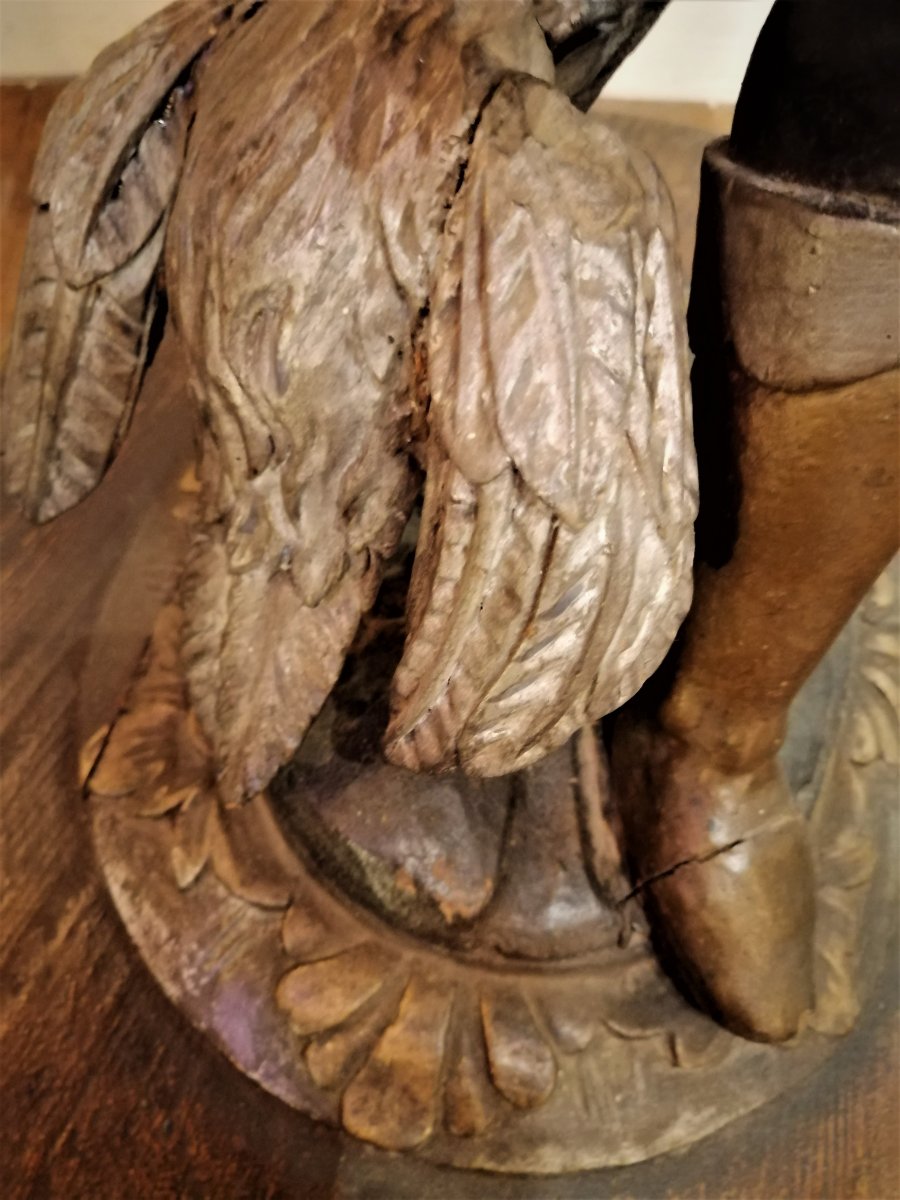 18th Century Carved Wood Bolster-photo-6