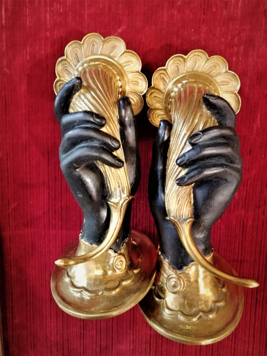 Paire d'Appliques Bronze Début XX ème Siècle-photo-4