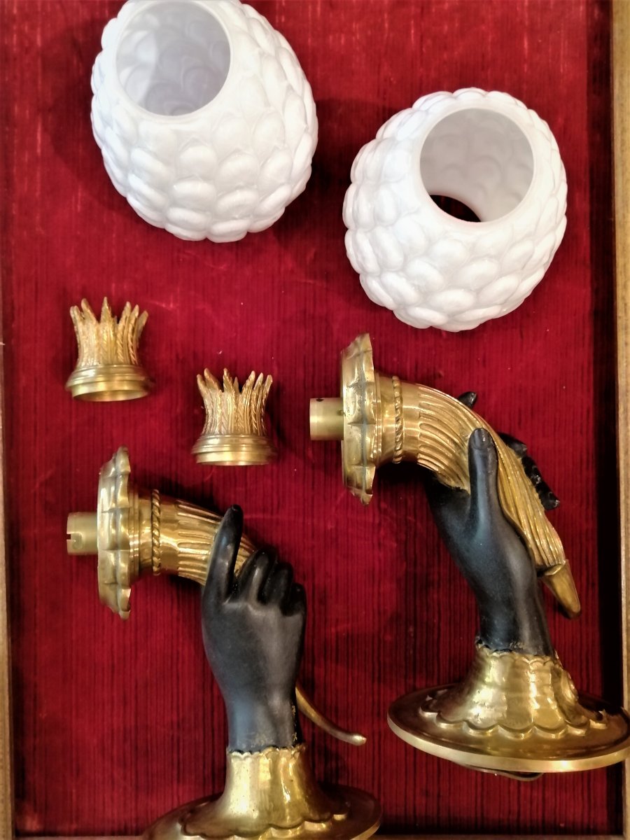 Paire d'Appliques Bronze Début XX ème Siècle-photo-4