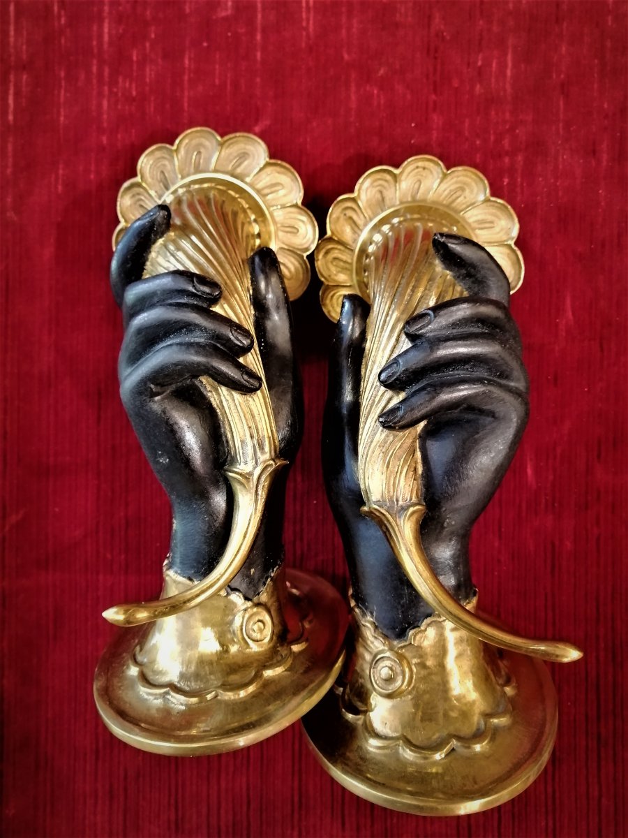 Paire d'Appliques Bronze Début XX ème Siècle-photo-8