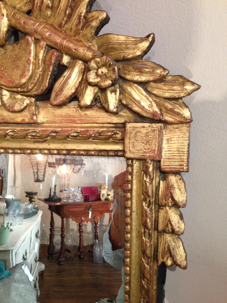 Miroir Louis XVI en bois doré-photo-4