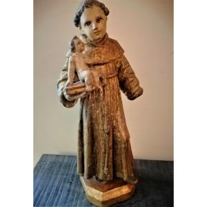 Golden Wood Sculpture Saint Anthony Of Padua XVIII