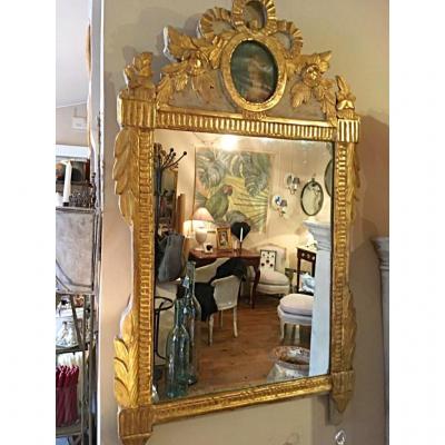 Louis XVI Mirror Golden Wood 19th Century