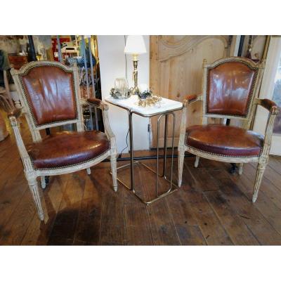 Pair Of Louis XVI Armchairs, Cabriolets