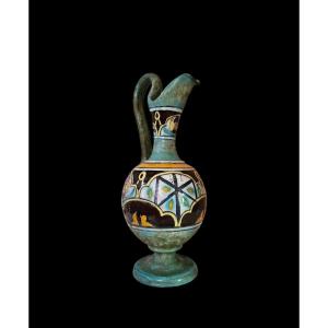 El Kharraz Nabeul - Aiguière Pichet Poterie Orientale, Début 20eme Vase Faience