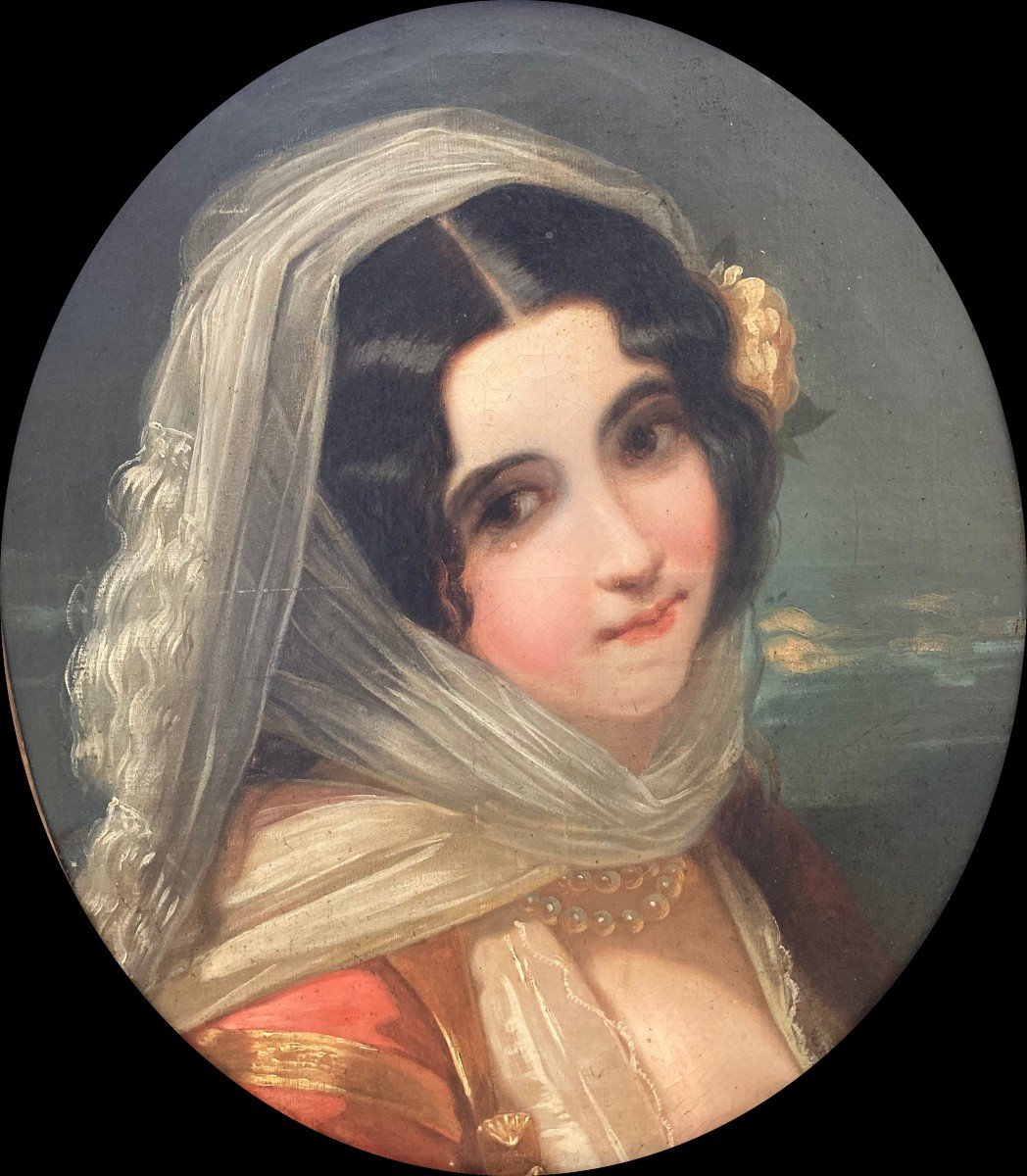 École Française (XIX), d'Après Julie Hugo (1797-1865) - Portrait de Jeune Femme Grecque -photo-2