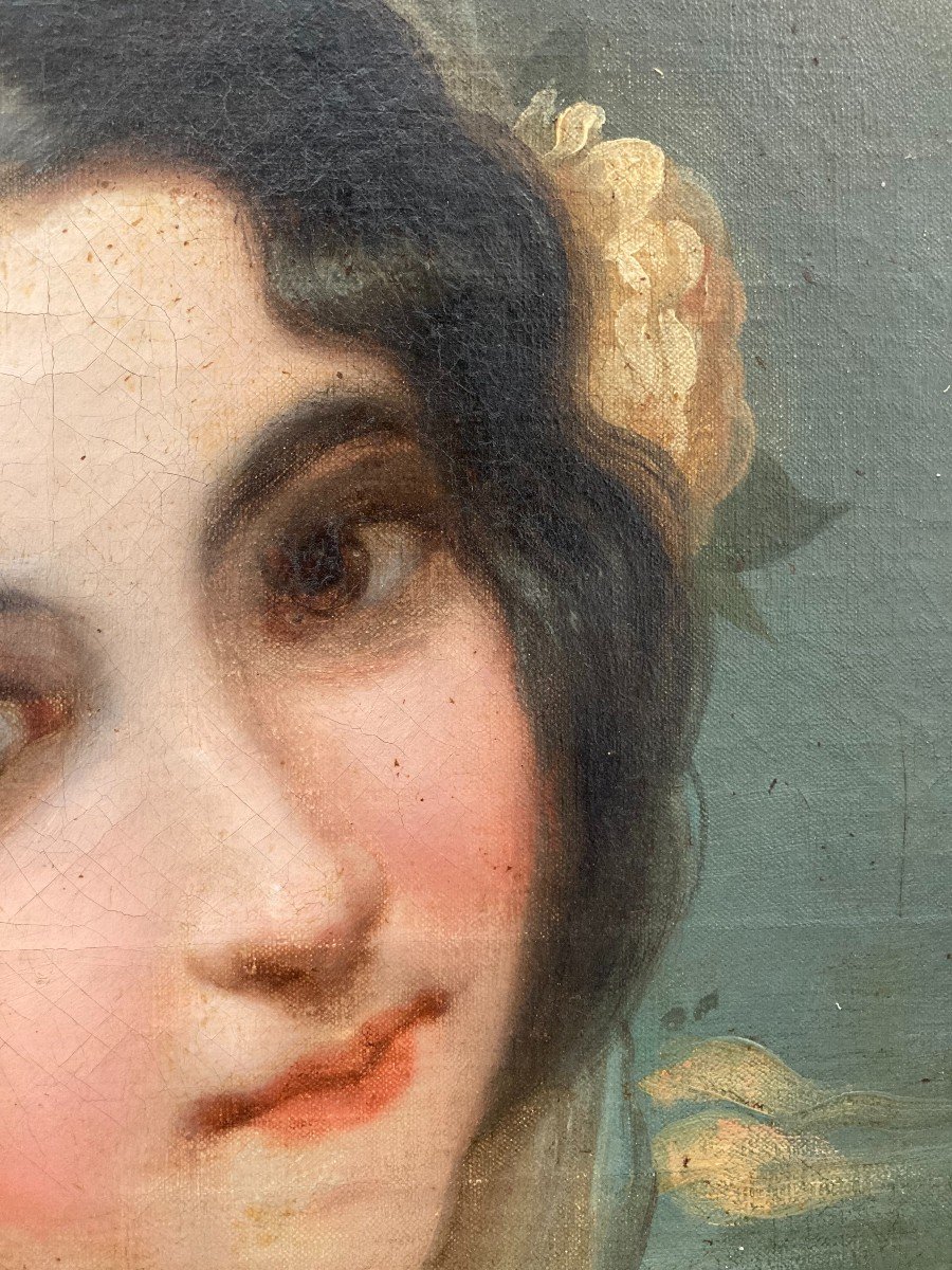 École Française (XIX), d'Après Julie Hugo (1797-1865) - Portrait de Jeune Femme Grecque -photo-1