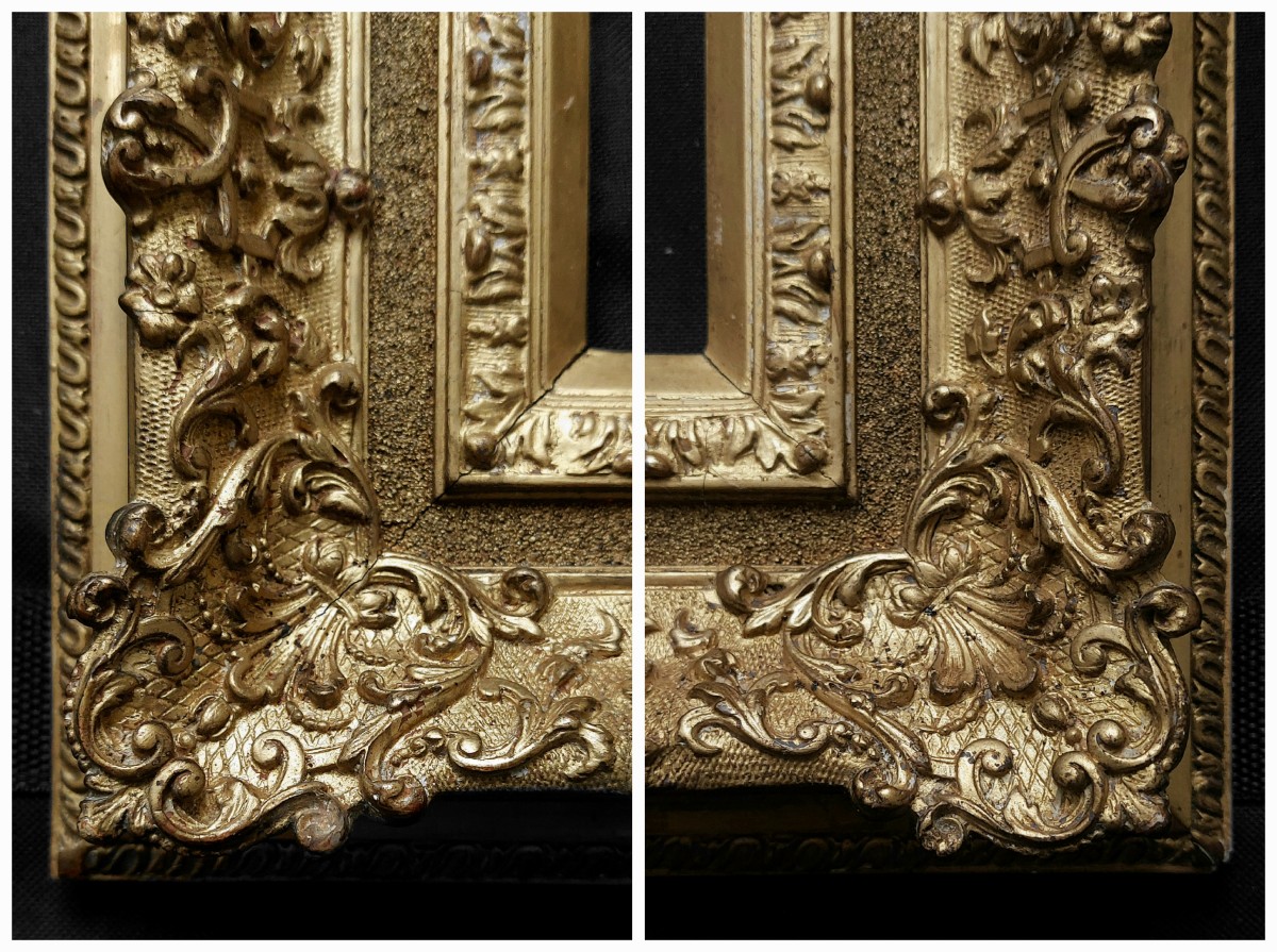 Ancien cadre doré XIXème 1P ~ 1F-photo-2