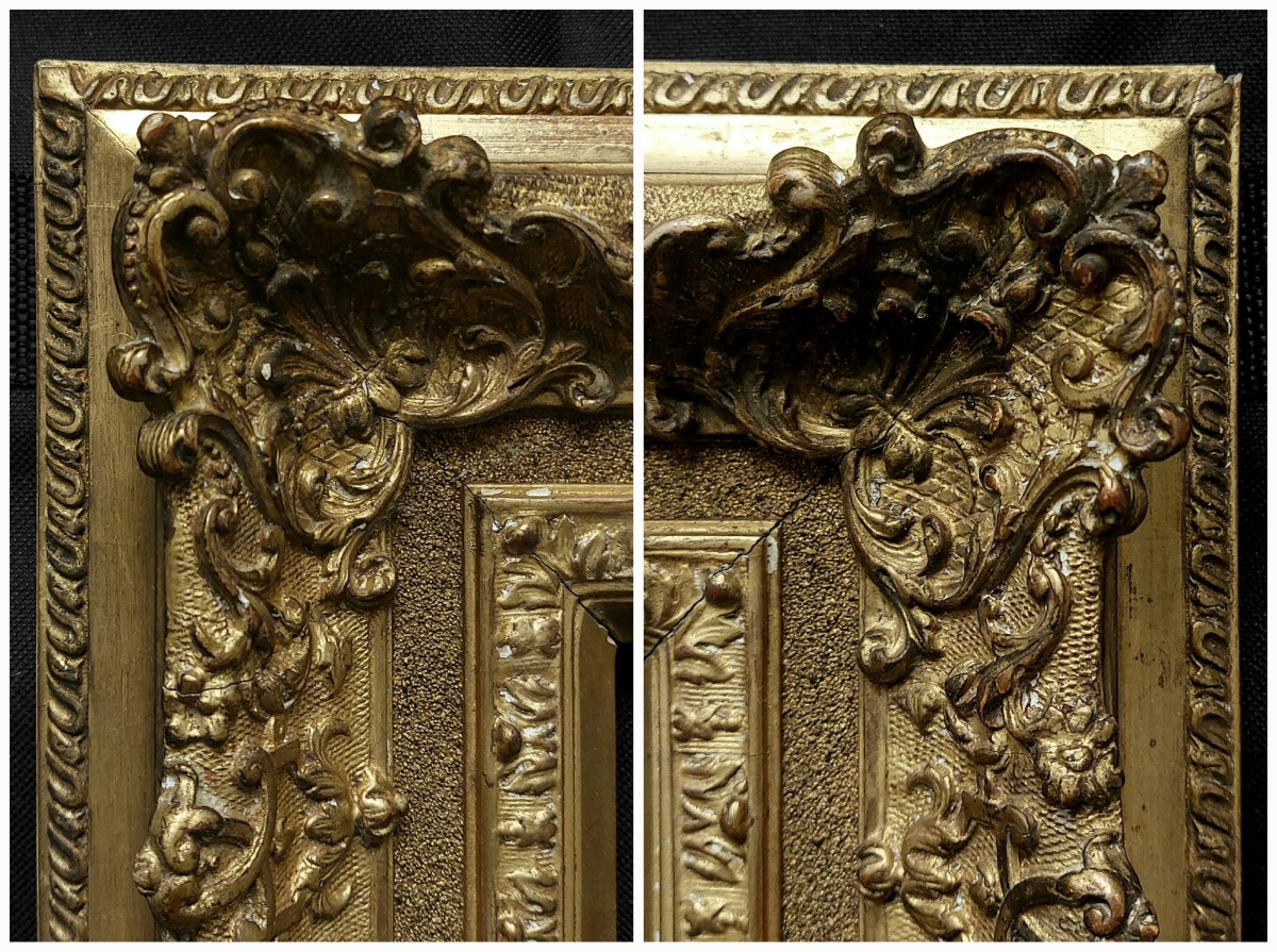 Ancien cadre doré XIXème 1P ~ 1F-photo-3