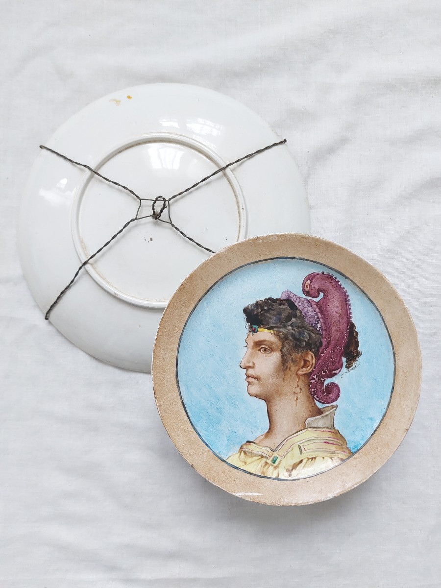 Auguste MENGIN - Assiettes peintes avec essais d'émaux-photo-2