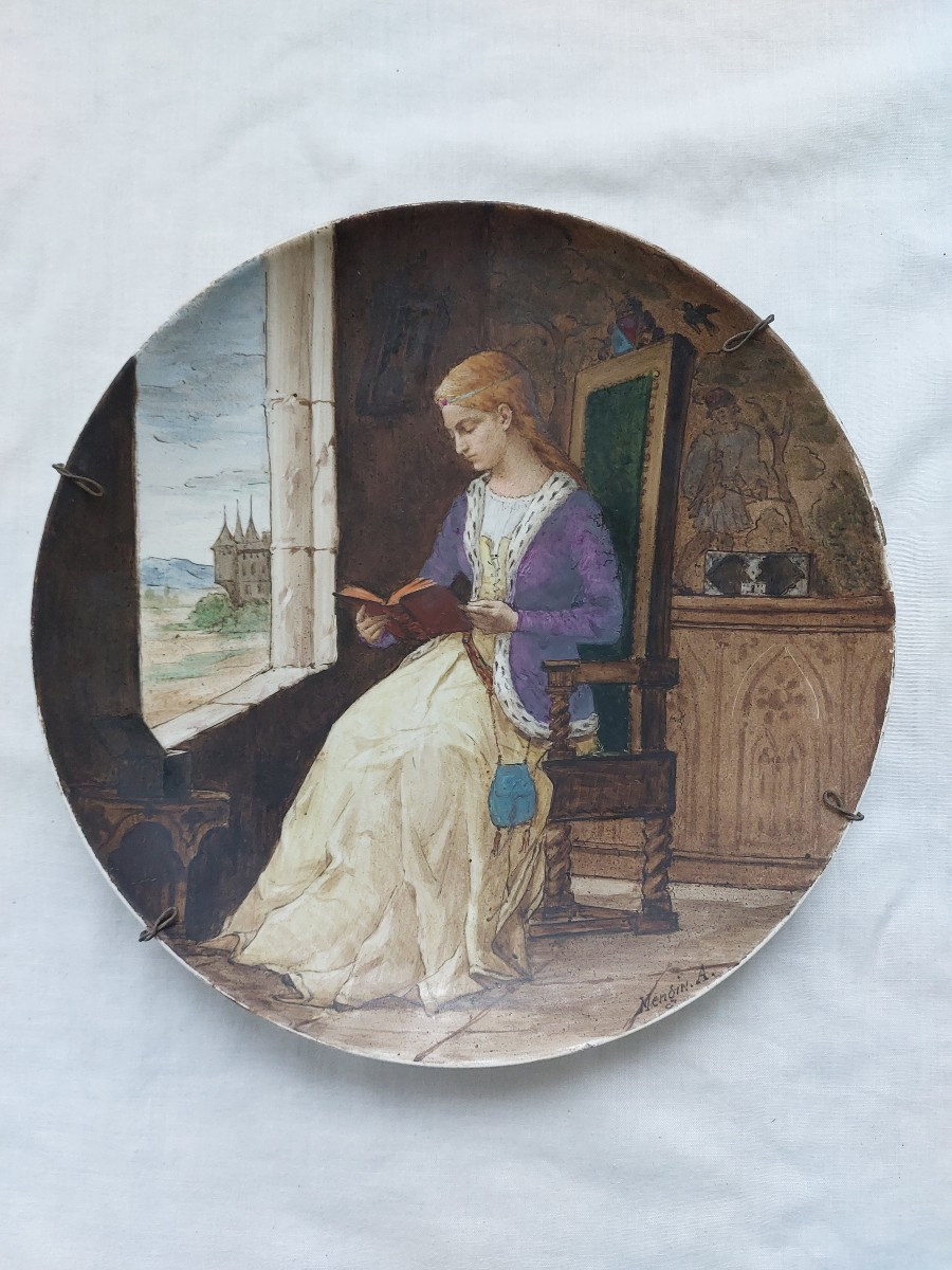 Auguste MENGIN - Assiettes peintes avec essais d'émaux-photo-3