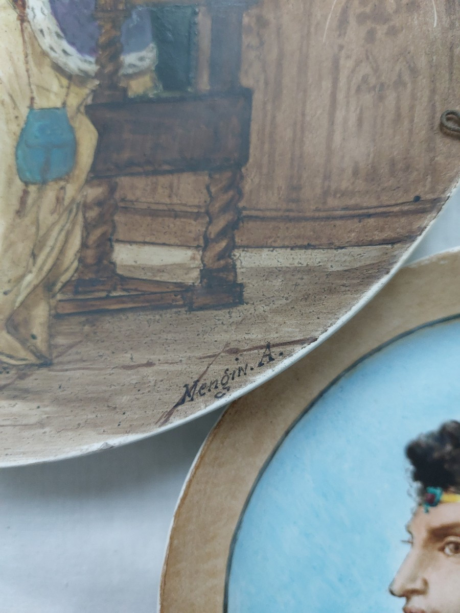Auguste MENGIN - Assiettes peintes avec essais d'émaux-photo-4