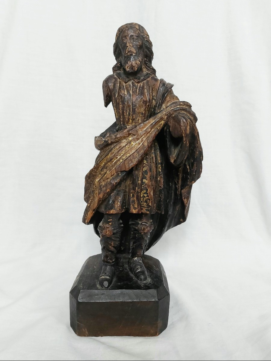 Sculpture religieuse Sao Jose de botas / Saint Joseph en bois sculpté doré  - Christ - Espagne 