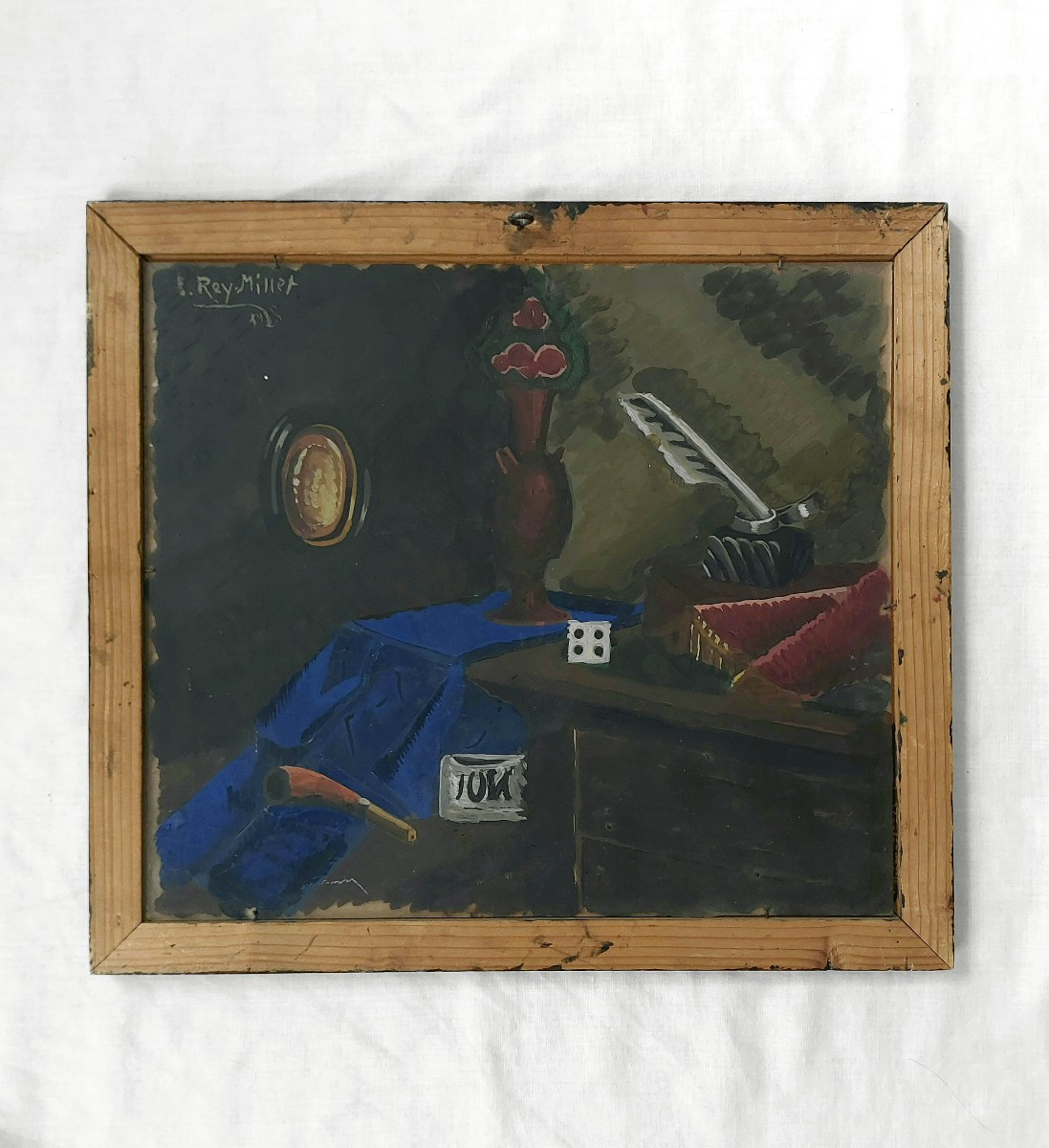 Constant Rey - Millet / Still Life 1928 / Painting On Glass-photo-1