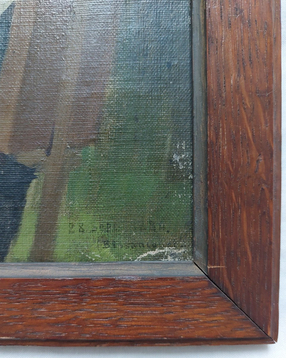 Joseph DUDICOURT - Portrait du peintre Marcel Meÿs - Bessancourt 1884 Val d'Oise tableau XIXème-photo-4