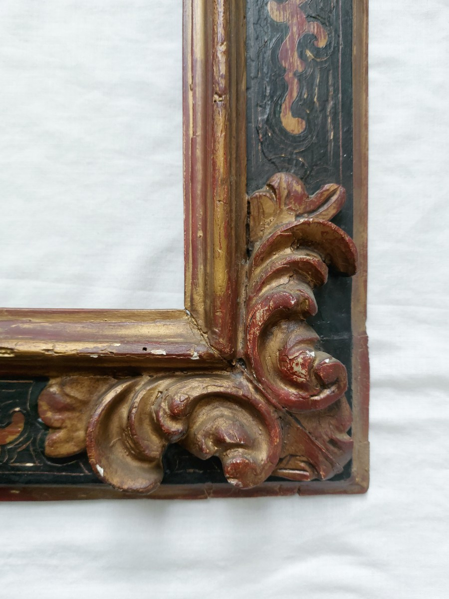Cadre baroque 5P - Espagne XVII / XVIII - bois sculpté et doré avec ornements en sgraffito-photo-3