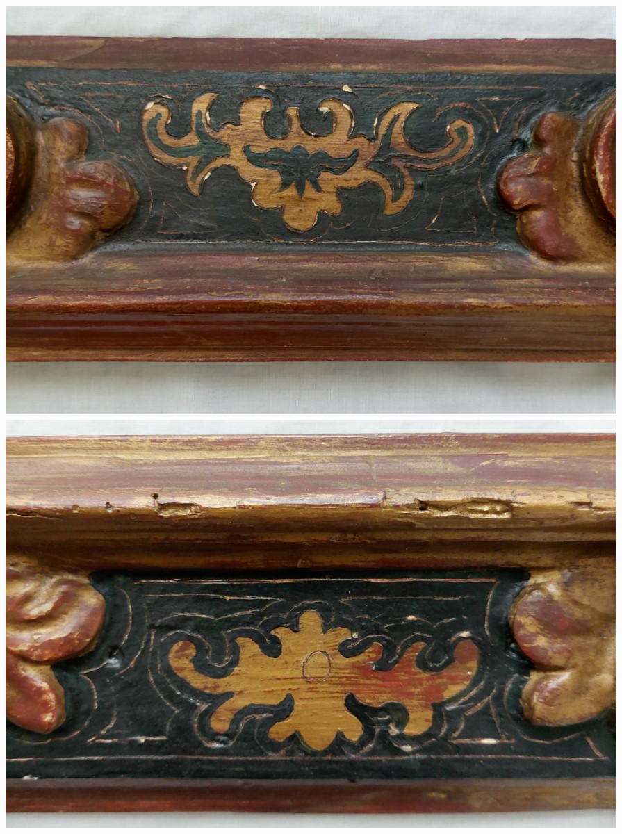 Cadre baroque 5P - Espagne XVII / XVIII - bois sculpté et doré avec ornements en sgraffito-photo-3