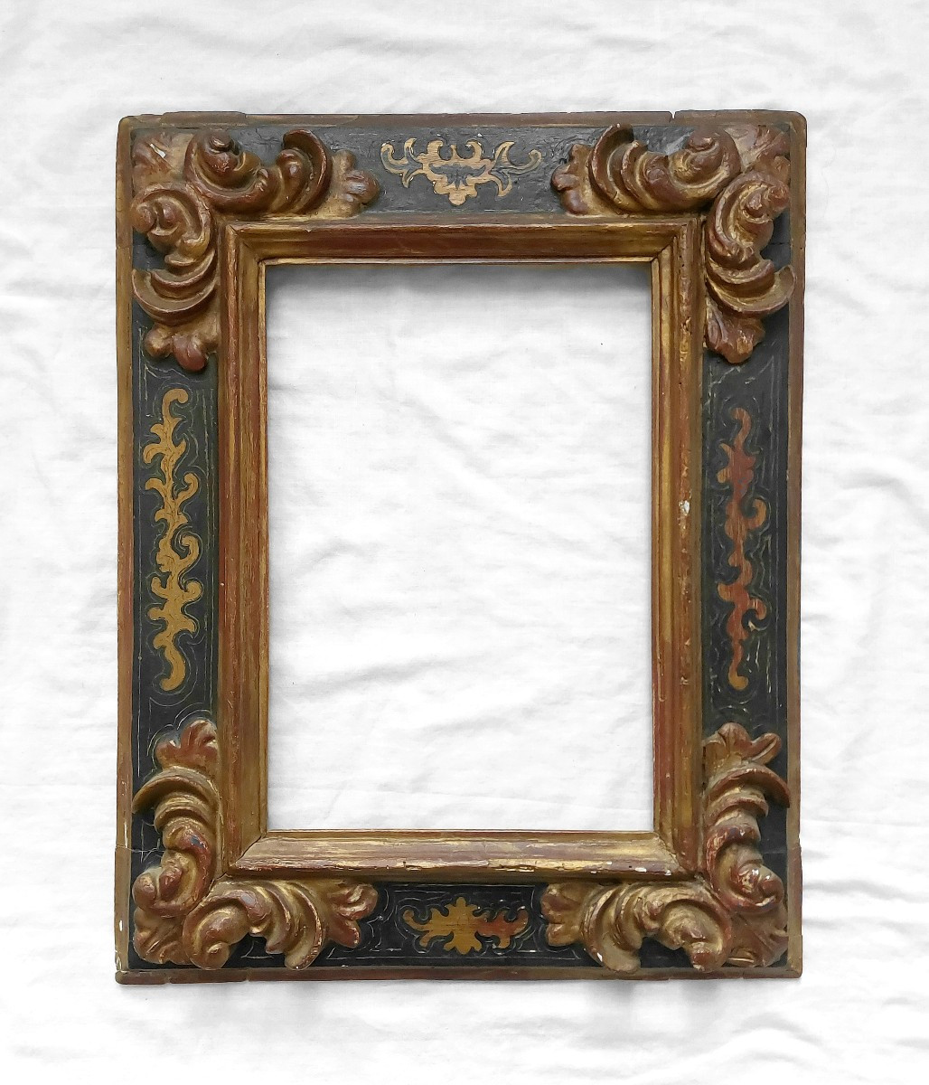 Cadre baroque 5P - Espagne XVII / XVIII - bois sculpté et doré avec ornements en sgraffito-photo-8