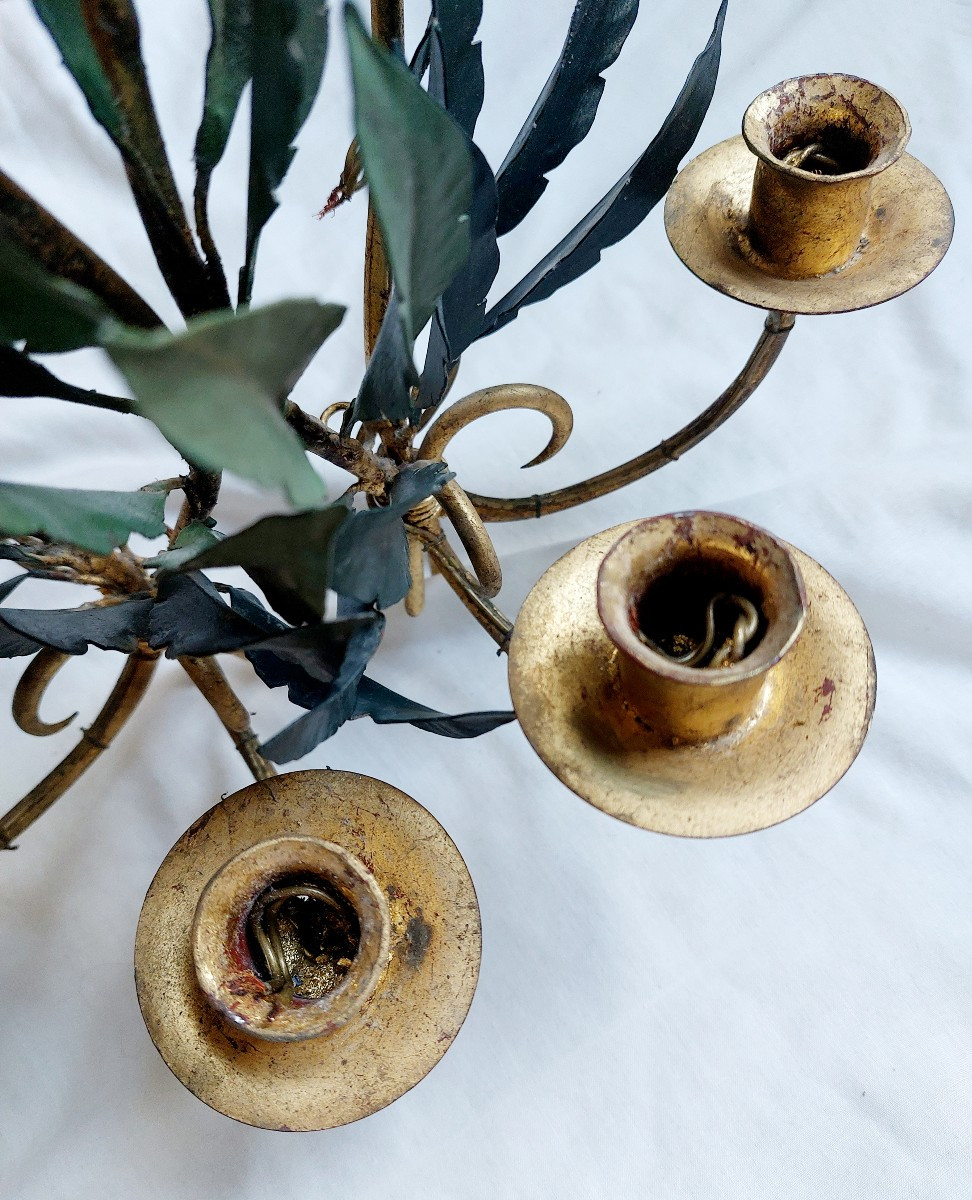 Pair Of Wall Sconces Lights - Candlesticks - Laurel Leaves-photo-4