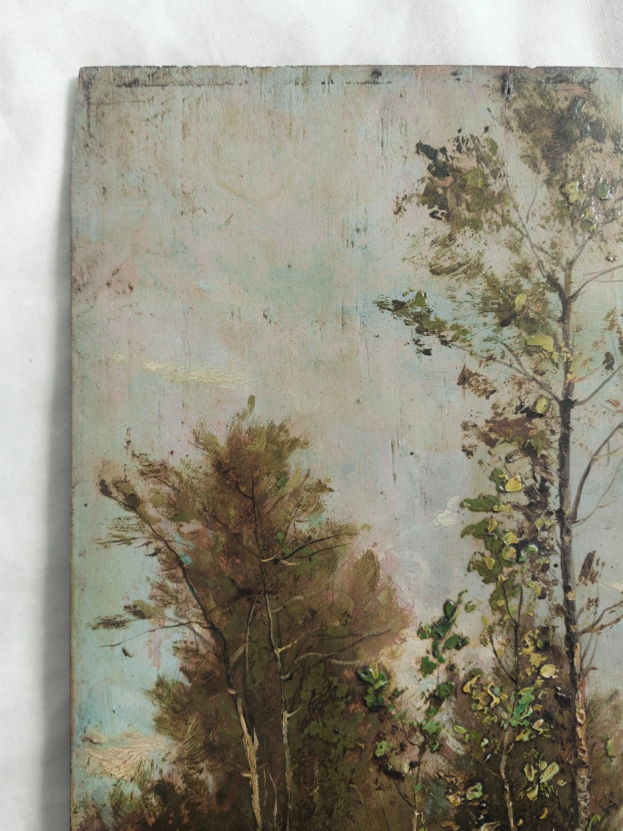 Henri Harpignies - Oil On Wood - Landscape Barbizon French School 19th Century-photo-1