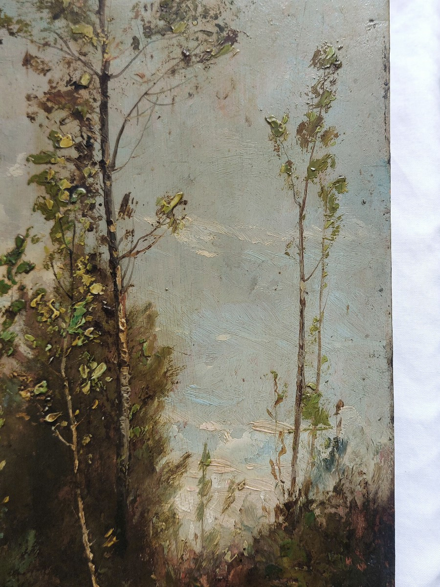 Henri Harpignies - Oil On Wood - Landscape Barbizon French School 19th Century-photo-4