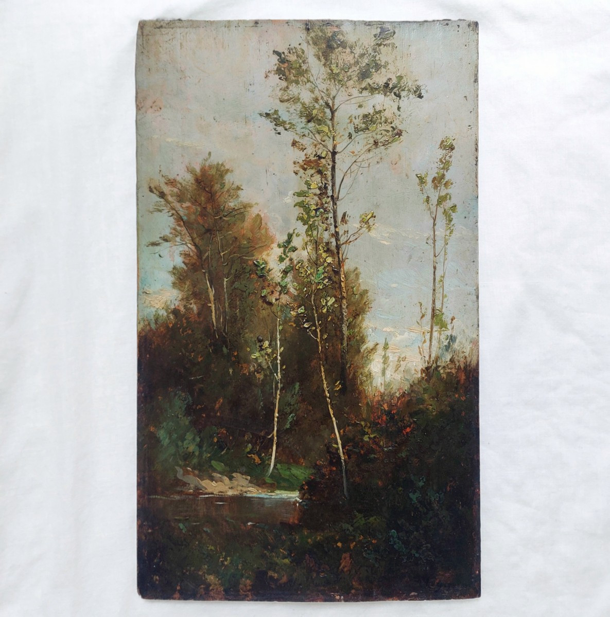 Henri Harpignies - Oil On Wood - Landscape Barbizon French School 19th Century