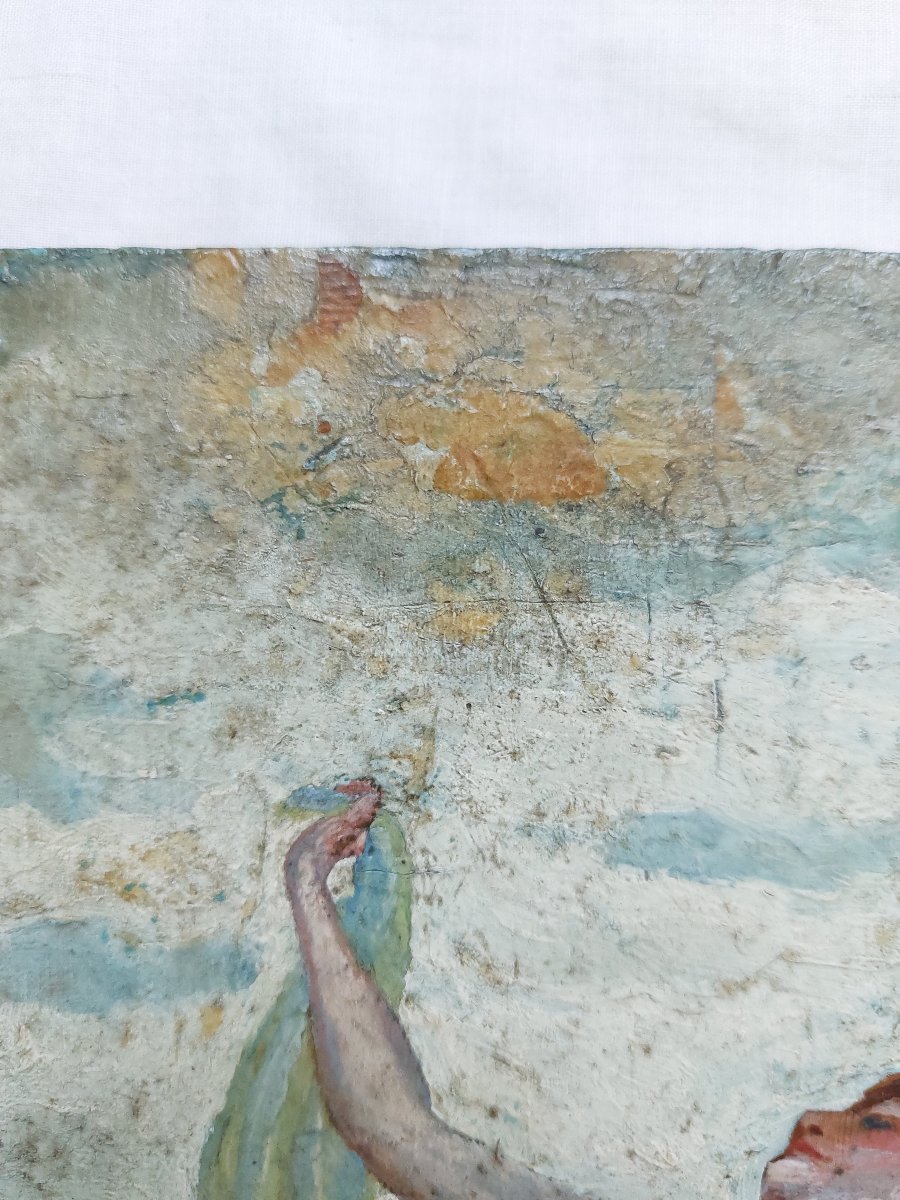 Baigneuse - monogramme à identifier - 1912 tableau ancien début XXème-photo-6