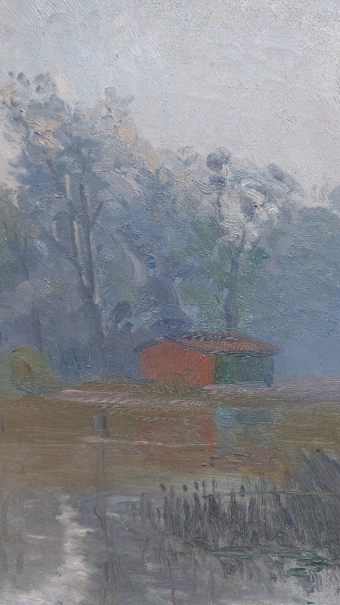Albert BAZEILLES - Parc à Meudon - 59 x 87  - tableau ancien post impressionniste-photo-4