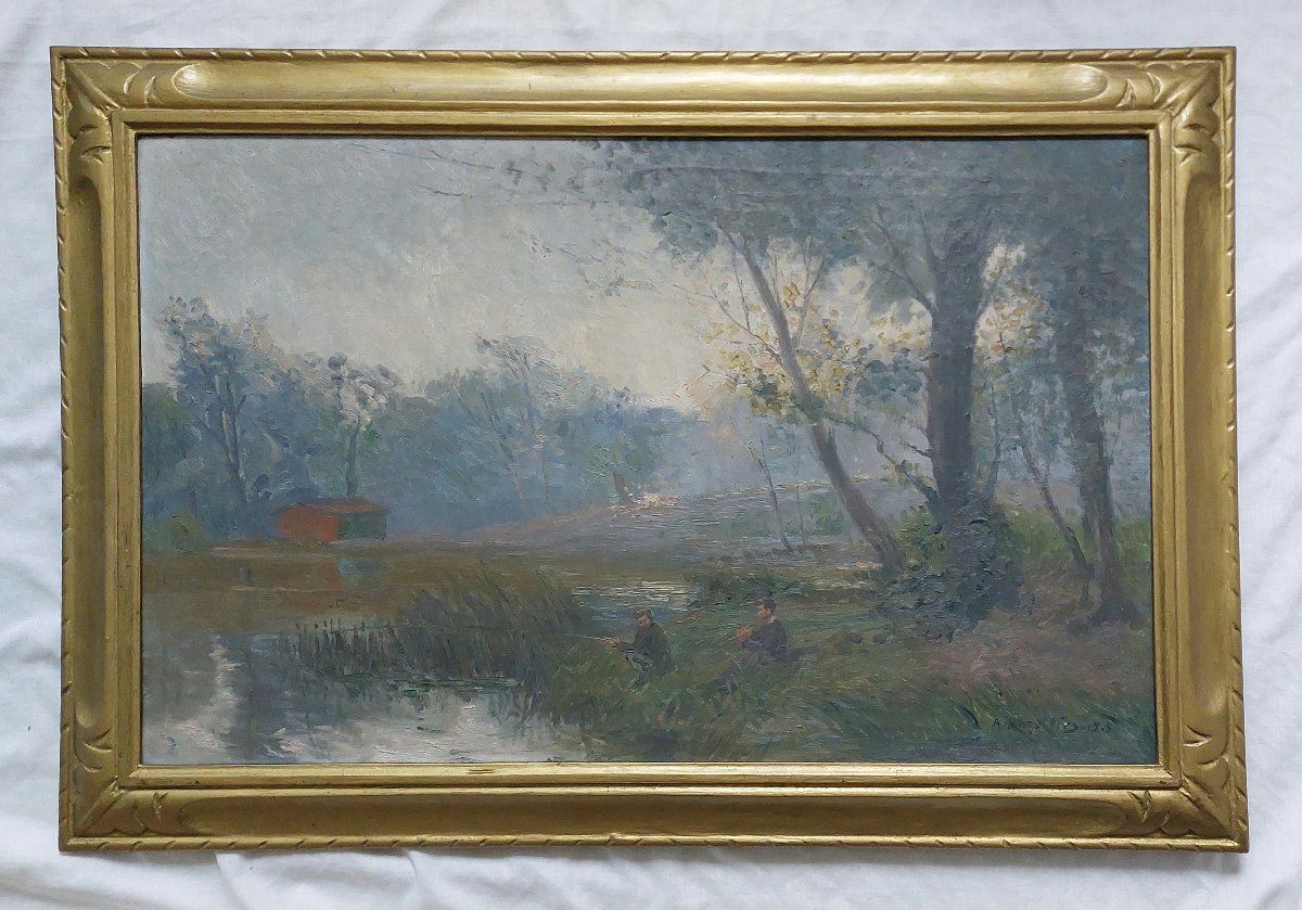Albert BAZEILLES - Parc à Meudon - 59 x 87  - tableau ancien post impressionniste