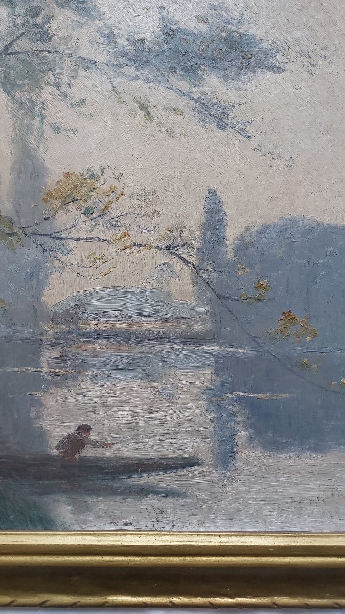 Albert Bazeilles - Paris / Bois De Vincennes - 59 X 87  - Antique Post-impressionist Painting-photo-2